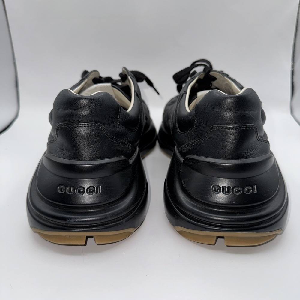 Gucci Men's 11 Black Rhyton Iridescent Rainbow Logo Apollo Nero Sneaker Shoes - Picture 10 of 13